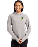 Oregon Ducks- Cutter & Buck Adapt Knit Recycled Womens Heathered Hooded Pullover POH_PRO_HG 
