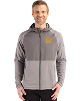 Cal Golden Bears Cutter & Buck Peshastin Fleece Recycled Mens Hybrid Jacket Elemental Grey Heather Front