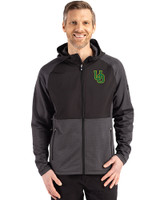 Oregon Ducks- Cutter & Buck Peshastin Fleece Recycled Mens Hybrid Jacket Black Heather Front