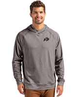 Colorado Buffaloes Cutter & Buck Adapt Knit Recycled Mens Heathered Hooded Pullover Black Heather Front