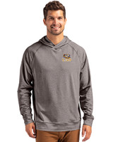 LSU Tigers Cutter & Buck Adapt Knit Recycled Mens Heathered Hooded Pullover Black Heather Front