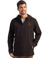 Texas Longhorns Alumni Cutter & Buck Camano Everyday Stretch Recycled Mens Water Resistant Jacket Black Front