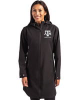Texas A&M Aggies Alumni Cutter & Buck Camano Everyday Stretch Recycled Womens Water Resistant Jacket Black Front