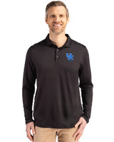 Kentucky Wildcats Alumni Cutter & Buck Coastline Epic Comfort Recycled Mens Long Sleeve Polo Black Front