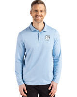 North Carolina Tar Heels Alumni Cutter & Buck Coastline Epic Comfort Recycled Mens Long Sleeve Polo Atlas Light Blue Front