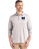 Michigan Wolverines Alumni Cutter & Buck Coastline Epic Comfort Recycled Mens Long Sleeve Polo CONCRETE Front