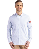Patriotic Cutter & Buck Skyline Epic Confidence Recycled Pinstripe Mens Long Sleeve Dress Shirt PBWH_MANN_HG 1
