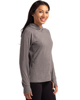 North Carolina State Wolfpack Alumni - Cutter & Buck Adapt Knit Recycled Womens Heathered Hooded Pullover Black Heather Side