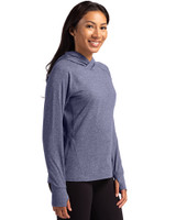 Penn State Nittany Lions Alumni Cutter & Buck Adapt Knit Recycled Womens Heathered Hooded Pullover Navy Blue Heather Side