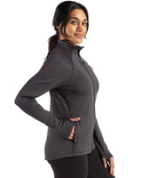 Missouri Tigers Alumni Cutter & Buck Peshastin Fleece Recycled Womens Full Zip Jacket Black Heather Side