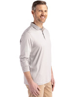 Georgia Tech Yellow Jackets Alumni Cutter & Buck Coastline Epic Comfort Recycled Mens Long Sleeve Polo CONCRETE Side