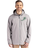 NDSU Bison Vintage Cutter & Buck Camano Everyday Stretch Recycled Mens Water Resistant Jacket Polished Medium Gray Front