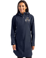 Utah State Aggies College Vault Cutter & Buck Camano Everyday Stretch Recycled Womens Water Resistant Jacket Navy Blue Front