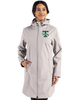 Tulane Green Wave College Vault Cutter & Buck Camano Everyday Stretch Recycled Womens Water Resistant Jacket Polished Medium Gray Front