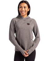 South Carolina Gamecocks College Vault Cutter & Buck Adapt Knit Recycled Womens Heathered Hooded Pullover Black Heather Front
