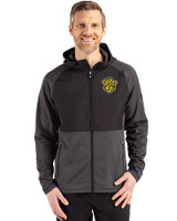 Missouri Tigers College Vault Cutter & Buck Peshastin Fleece Recycled Mens Hybrid Jacket Black Heather Front
