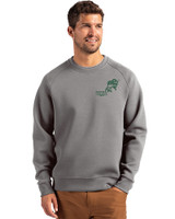 NDSU Bison Vintage Cutter & Buck Roam Recycled Crew Neck Mens Pullover Elemental Grey Front