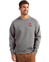 Gonzaga Bulldogs College Vault Cutter & Buck Roam Epic Versatility Recycled Crew Neck Mens Pullover Elemental Grey Front