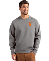 Virginia Hoos College Vault Cutter & Buck Roam Epic Versatility Recycled Crew Neck Mens Pullover Elemental Grey Front