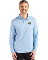 North Carolina Tar Heels College Vault Cutter & Buck Coastline Epic Comfort Recycled Mens Long Sleeve Polo Atlas Light Blue Front