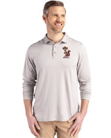 Minnesota Golden Gophers College Vault Cutter & Buck Coastline Epic Comfort Recycled Mens Long Sleeve Polo CONCRETE Front