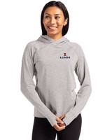 Illinois Fighting Illini Cutter & Buck Adapt Knit Recycled Womens Heathered Hooded Pullover POH_PRO_HG 