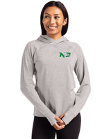 North Dakota Cutter & Buck Adapt Knit Recycled Womens Heathered Hooded Pullover POH_PRO_HG 