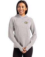 Georgia Tech Yellow Jackets - Cutter & Buck Adapt Knit Recycled Womens Heathered Hooded Pullover POH_PRO_HG 