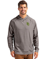 Baylor Bears Cutter & Buck Adapt Knit Recycled Mens Heathered Hooded Pullover Black Heather Front
