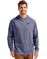 Texas Rio Grande Valley Vaqueros Cutter & Buck Adapt Knit Recycled Mens Heathered Hooded Pullover Navy Blue Heather Front