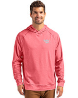 Dayton Flyers Cutter & Buck Adapt Knit Recycled Mens Heathered Hooded Pullover Cardinal Red Heather Front