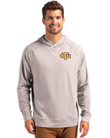Tennessee Tech Golden Eagles Cutter & Buck Adapt Knit Recycled Mens Heathered Hooded Pullover Polished Heather Front