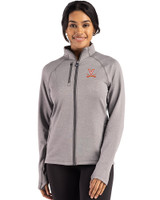 Virginia Cavaliers Cutter & Buck Peshastin Fleece Recycled Womens Full Zip Jacket Elemental Grey Heather Front