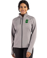 Charlotte 49ers Cutter & Buck Peshastin Fleece Recycled Womens Full Zip Jacket Elemental Grey Heather Front