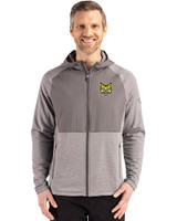 Quinnipiac Bobcats Cutter & Buck Peshastin Fleece Recycled Mens Hybrid Jacket Elemental Grey Heather Front