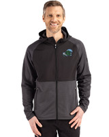 Tulane Green Wave Cutter & Buck Peshastin Fleece Recycled Mens Hybrid Jacket Black Heather Front