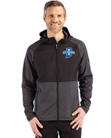 Indiana State Sycamores Cutter & Buck Peshastin Fleece Recycled Mens Hybrid Jacket Black Heather Front