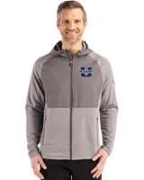Utah State Aggies Cutter & Buck Peshastin Fleece Recycled Mens Hybrid Jacket Elemental Grey Heather Front