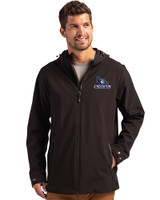 Creighton Bluejays Cutter & Buck Camano Everyday Stretch Recycled Mens Water Resistant Jacket Black Front