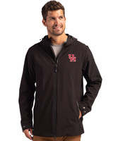 Houston Cougars Cutter & Buck Camano Everyday Stretch Recycled Mens Water Resistant Jacket Black Front