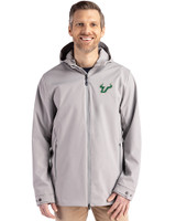 South Florida Bulls Cutter & Buck Camano Everyday Stretch Recycled Mens Water Resistant Jacket Polished Medium Gray Front