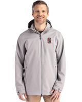 Stanford Cardinal - Cutter & Buck Camano Everyday Stretch Recycled Mens Water Resistant Jacket Polished Medium Gray Front