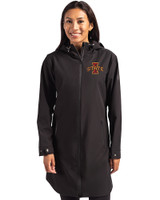 Iowa State Cyclones Cutter & Buck Camano Everyday Stretch Recycled Womens Water Resistant Jacket Black Front
