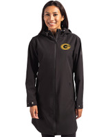 Grambling Tigers Cutter & Buck Camano Everyday Stretch Recycled Womens Water Resistant Jacket Black Front