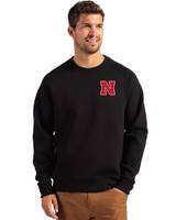 Nebraska Cornhuskers Cutter & Buck Roam Epic Versatility Recycled Crew Neck Mens Pullover Black Front