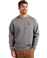 Ole Miss Rebels Cutter & Buck Roam Epic Versatility Recycled Crew Neck Mens Pullover Elemental Grey Front