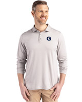 Georgetown Hoyas Cutter & Buck Coastline Epic Comfort Recycled Mens Long Sleeve Polo CONCRETE Front