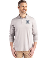 Xavier Musketeers Cutter & Buck Coastline Epic Comfort Recycled Mens Long Sleeve Polo CONCRETE Front