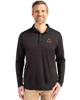 Texas State Bobcats Cutter & Buck Coastline Epic Comfort Recycled Mens Long Sleeve Polo Black Front