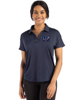 Cincinnati Bengals Americana Cutter & Buck Coastline Epic Comfort Recycled Womens Dolman Polo Navy Blue Front